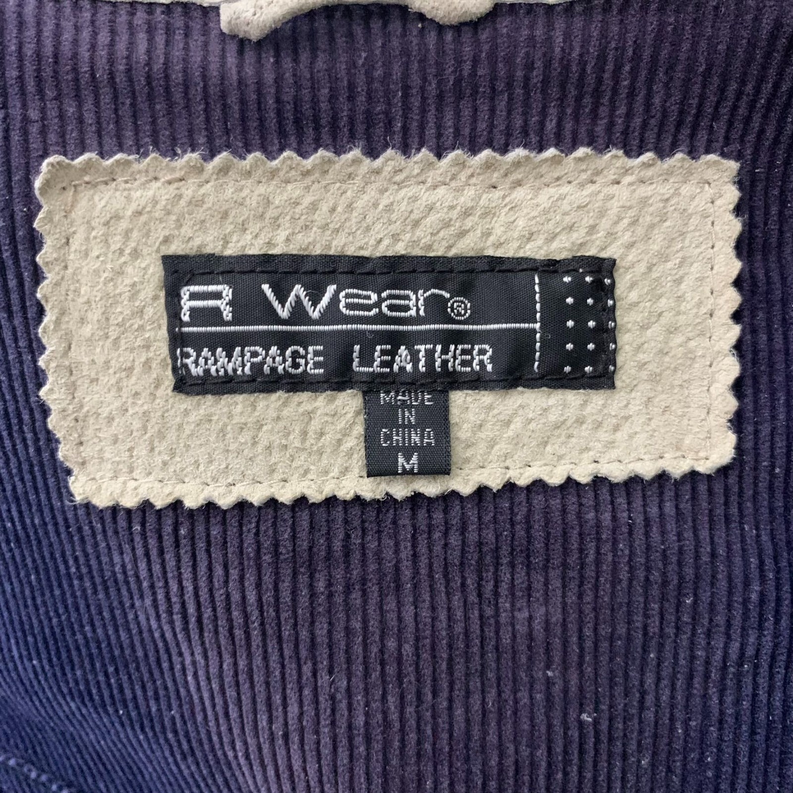 Vintage Leather Patchwork Jacket M Beige Corduroy… - image 8