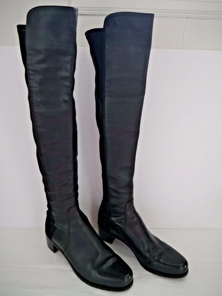 STUART WEITZMAN Reserve 5050 black leather over the knee OTK boot 8.5 WORN TWICE