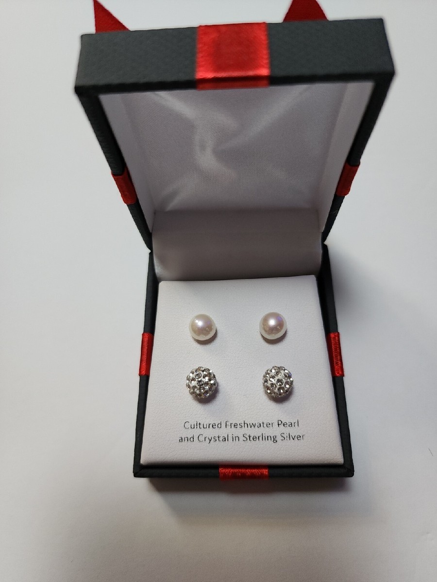 JC Penney Cultured FW Pearl lab created Crystal sterling silver