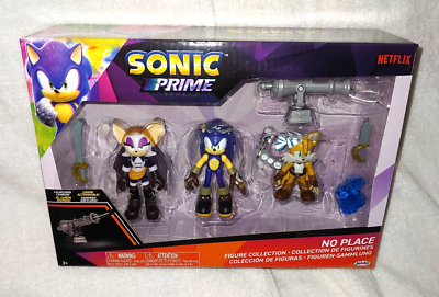 Sonic The Hedgehog Sonic Prime Sonic, Sails Tails & Batten Rouge Mini  Figure 3-Pack (No Place)