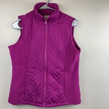 Izod Women Zip Up Vest Fushia Colored Small Petite Lined 