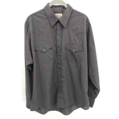  Eli Cattleman Shirt Men's 16.5 35 black enamel snap up western Vintage