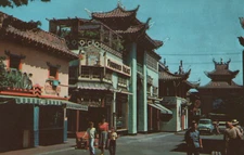 Street of the Golden Palace China Town Los Angeles CA Chrome Vintage Post Card