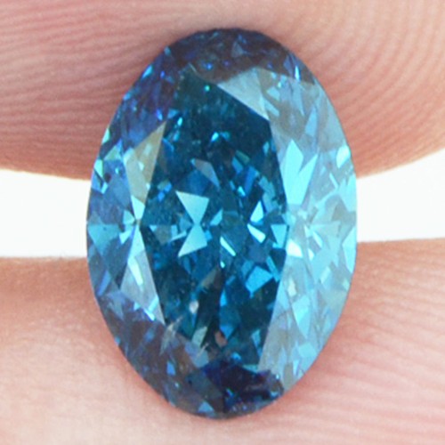 Lose ovale Form Diamant Fancy blaue Farbe echt VS2 zertifiziert verbessert 1,18 Karat - Bild 1 von 8