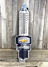 Chevrolet Chevy Spark Plug Thermometer 17" Metal Aluminum Sign Truck Garage New