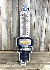 Chevrolet Chevy Spark Plug Thermometer 17" Metal Aluminum Sign Truck Garage New