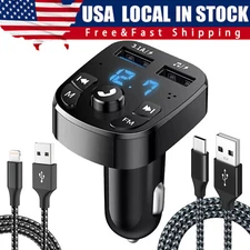 Bluetooth 5.0 Car Wireless FM Transmitter Adapter 2USB PD Charger AUX Hands-Free