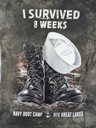 I Survived 8 Weeks Shirt Mens Small Brown Navy Boot Camp Graphic The Mountain - Picture 5 of 8