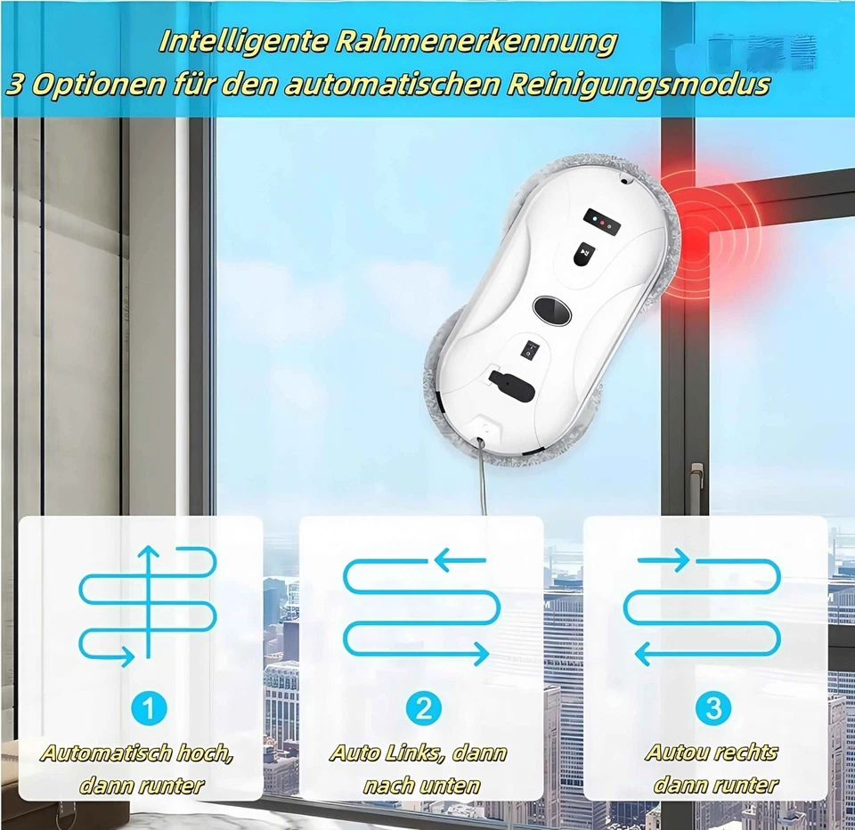 Intelligent Fensterputzroboter mit Dual-Sprüher,Fernbedienung Sicherheitsseil - Bild 2 von 4