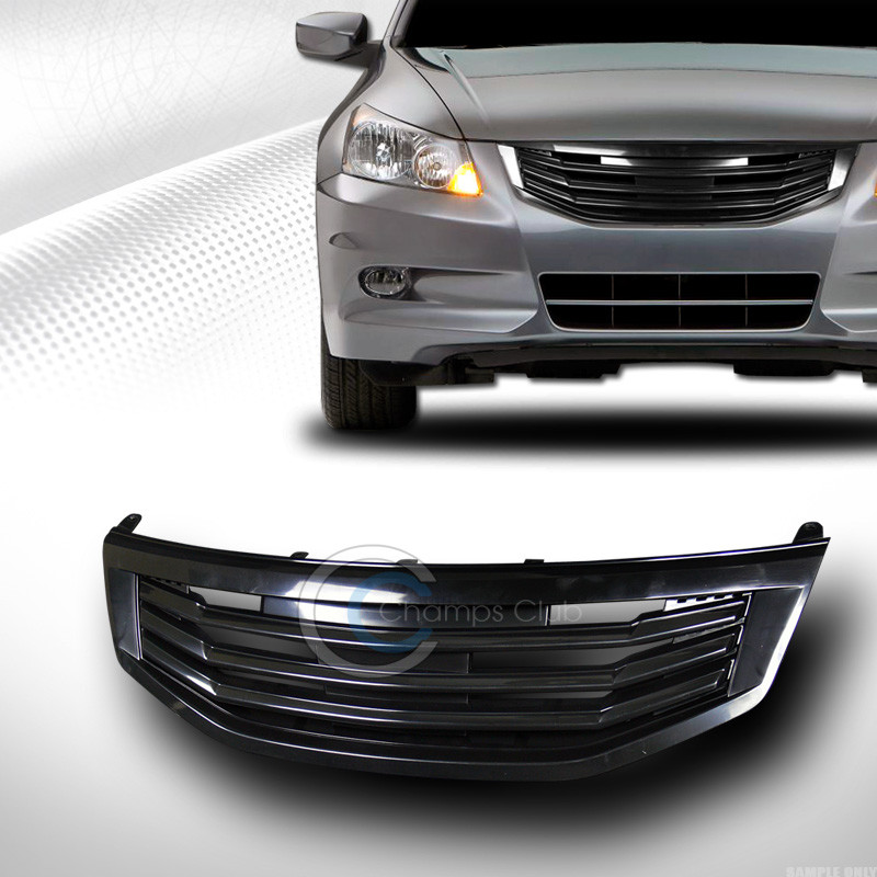 Fits 11-12 Accord Sedan Glossy Blk MU Style Front Hood Bumper Grill Grille Guard