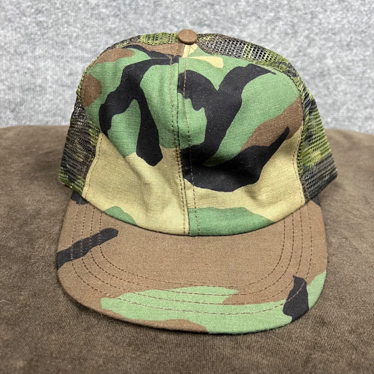 Vintage Camouflage Snapback Mesh Trucker Hat Made In The USA Camo