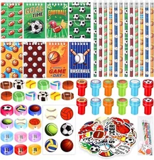 217 Pcs Sports Party Favors Bulk Sport School Stationery Gift Notebook Pencils