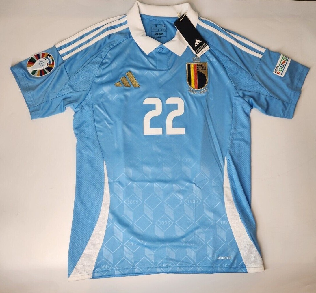 Belgium Away Blue Jersey 2024 Euros Adidas M-XL Shirt Doku #22 | eBay