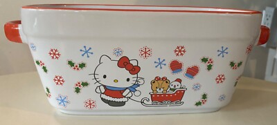 Sanrio Hello Kitty Christmas Ceramic Bread Loaf Pan Baking Dish Teddy Snowman