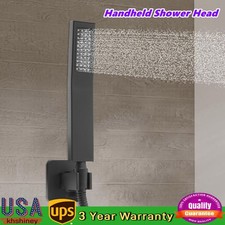 Matte Black Hand Held Shower Head With Wall Connector And 4.9ft Hose Set Square