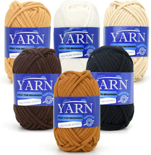 6 Pack Beginners Crochet Yarn - Brown Series Cotton Blend for Crocheting & Knitt