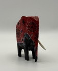 Red Floral Hand Painted Resin Elephant Figurine – Decorative Ornament (Missing T
