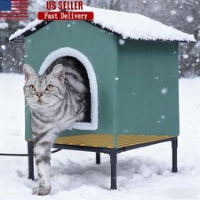 Heated Cat House Elevated Design Warm Indoor Outdoor Cat Bed Easy Assembly New