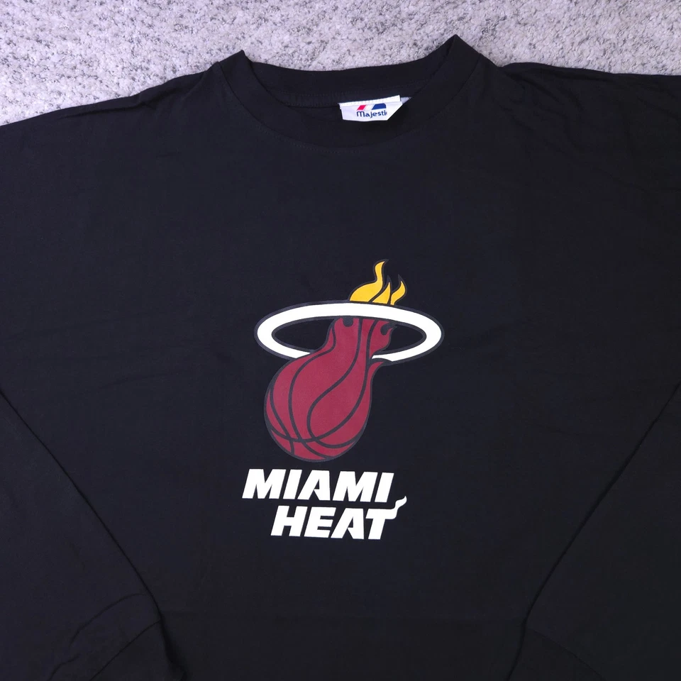 Vintage Miami Heat Shirt Mens 3XB Majestic Dwayne Wade Long Sleeve Black Tee EUC - Image 3 of 4