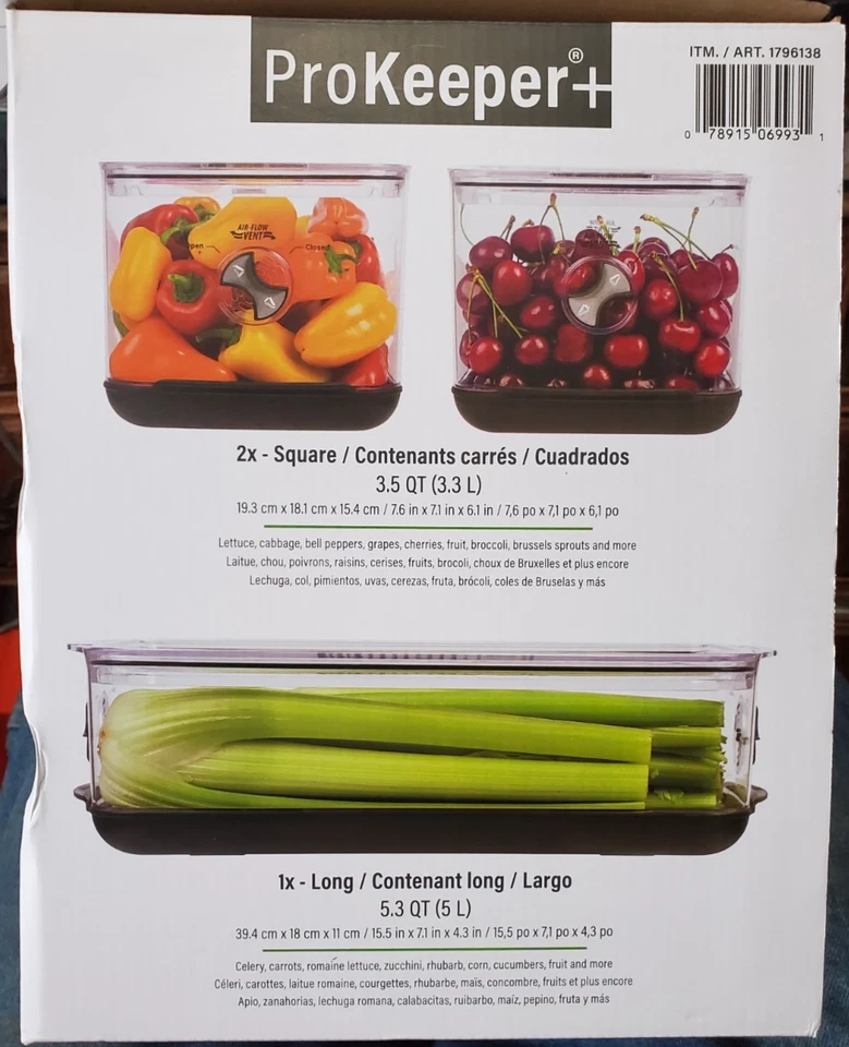 ProKeeper+ 1796138 Juego de guardián de productos frescos, 3 piezas (2) 3,5 qt y (1) 5,3 qt Foto 2 de 2