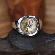 Vintage Queen Portrait Coin Ring Adjustable S...