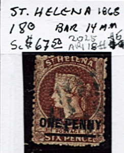 St. Helena Scott 18 (1868) Used F, CV $67.50 C