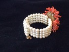 Signed Lawrence Vrba Faux Pearl,Coral And Silver Bracelet And Earrings — photo 5
