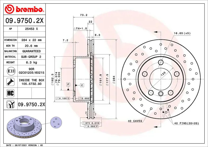 Brembo Discofreno 09.9750.2X - Immagine 3