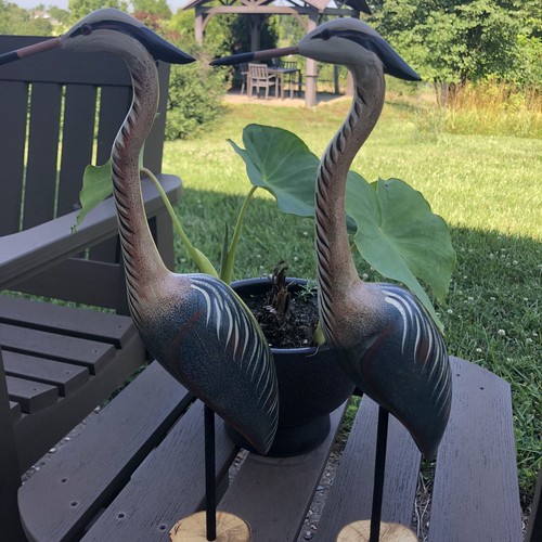 VTG Pair Of Wooden Carved Bird Crane Heron 17.5” Figurine Sculpture Decor READ - Picture 5 of 11