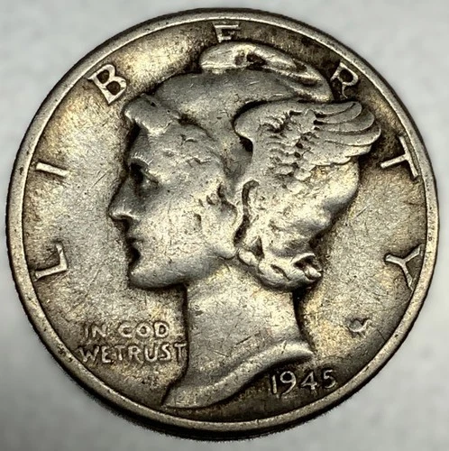 1945-P Mercury Dime 10c Good Circulated Condition 90% Silver US Coin - 3288