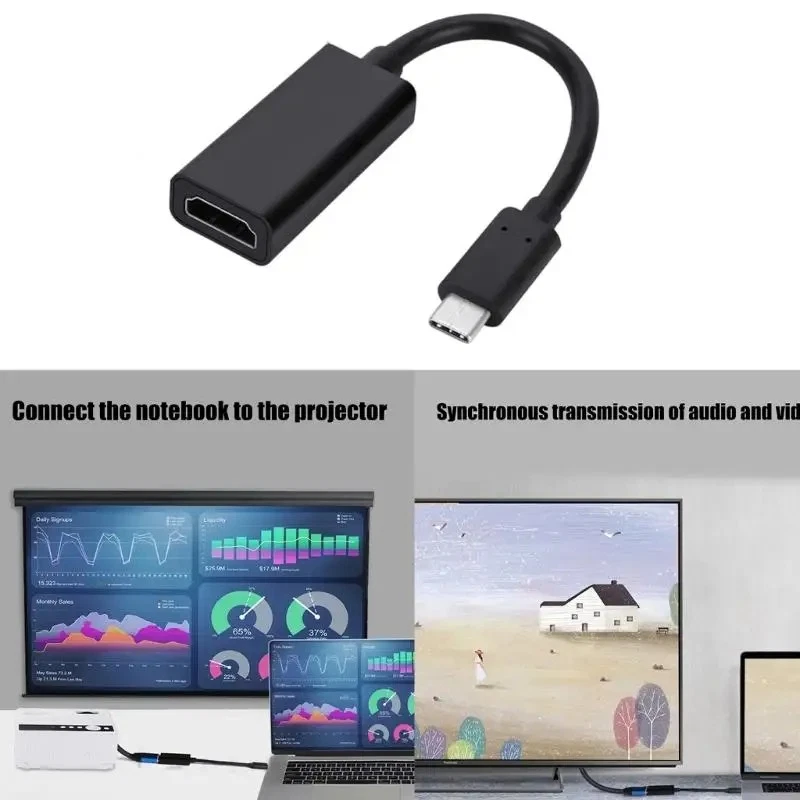 USB-C Type C To HDMI Adapter USB 3.1 Cable For MHL Android Phone Tablet Black - Image 3 of 4