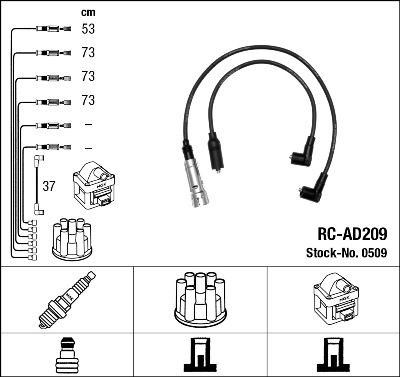 ZÜNdleitungssatz NGK 0509 FÜR Audi ZÜNdkabelsatz ZÜNdkabel KIT-image