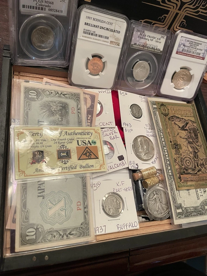 🔥ESTATE SALE Silver Coin & Currency Lot - Silver Gold & CU In Premium Cigar Box - Image 3 of 4