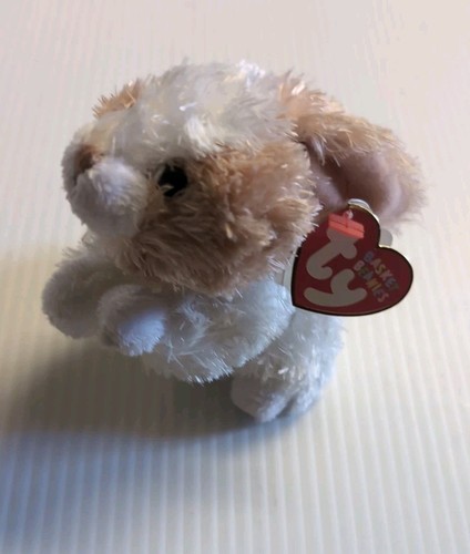 Ty Beanie Babies Tan and White Rabbit Bobsy from Basket Beanies 4"