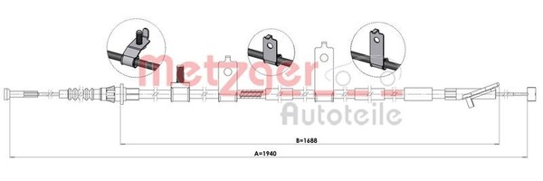 Seilzug Feststellbremse Hinten Links Metzger 1MA007 FÜR Mazda Feststellbremsseil-image