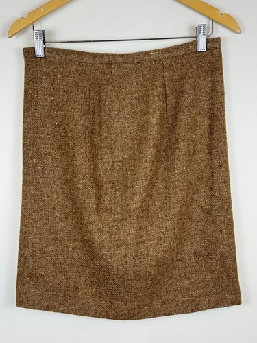 Valentino Boutique / Miss V, Vintage Valentino Miss V Wool Silk Brown Tweed Pencil Skirt Made in Italy