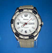 Amitron Men's Quartz Analog Watch Day/Date Nylon Strap 38mm New Battery