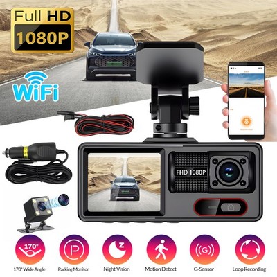 1080P Dual Lens Car DVR Dash Cam Video Recorder G-Sensor Front And Inside Camera