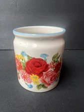 The Pioneer Woman Sweet Rose Mini Ceramic Crock Utensil Holder 4.25"