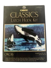 Caron Classics Latch Hook Kit Orcas Whales - 20" x 30" Barely Started #ST