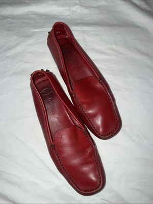 Tod's For Ferrari Red Loafers Driving Moccasins Leather Slip On W US 8 / EU 38.5