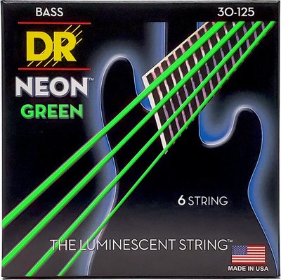 DR Strings NEON Electric Bass Guitar Strings - .030-.125 Medium, Green