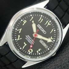 OROLOGIO GIAPPONESE VINTAGE RICONDIZIONATO SEIKO AUTOMATICO 6309A UOMO QUADRANTE NERO a442735-1