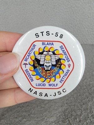 vintage NASA Space Shuttle Columbia STS-58 launch Button Pin 1993 