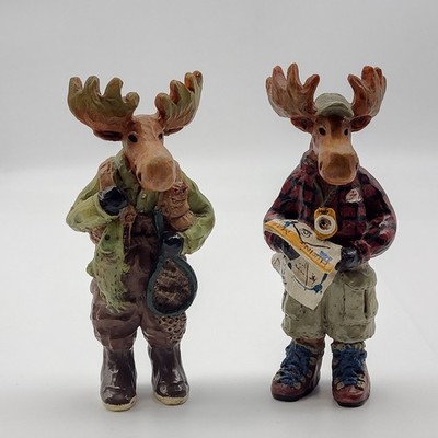 Champman Moose Figurine lot of 2 Fishing & Hiking Map