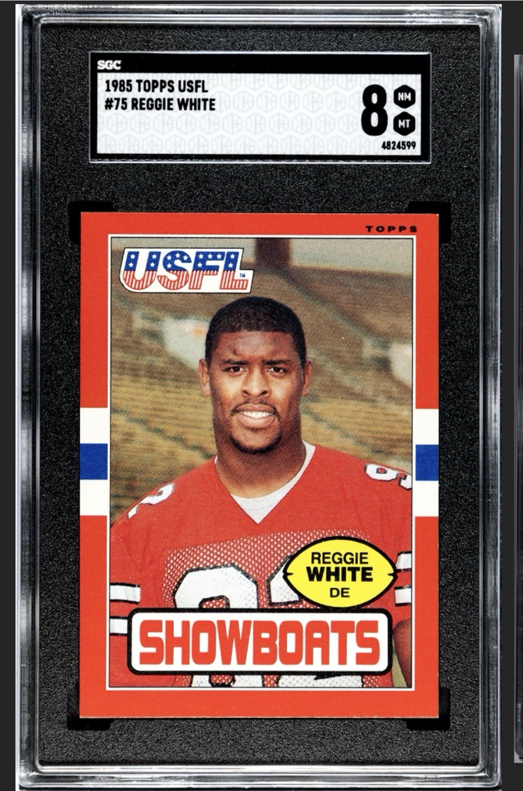 1985 Topps USFL #75 REGGIE WHITE Memphis Showboats SGC-8 NM-MT