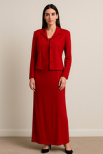 Jessica Howard Red 2 Pc Dress Jacket Set Size 12 Evening Formal Occasion NWT