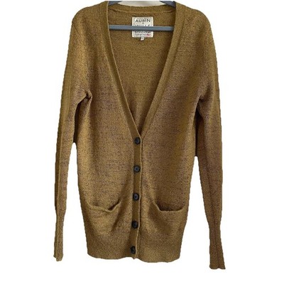 Aubin & Wills Damen Gold Metallic Strickjacke Mohair Wollmischung Gr. M Taschen