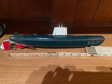 MARUSAN SSN-571 NAUTILUS SUBMARINE Wind up Tin Toy 1950's JAPAN battery op Vtg 