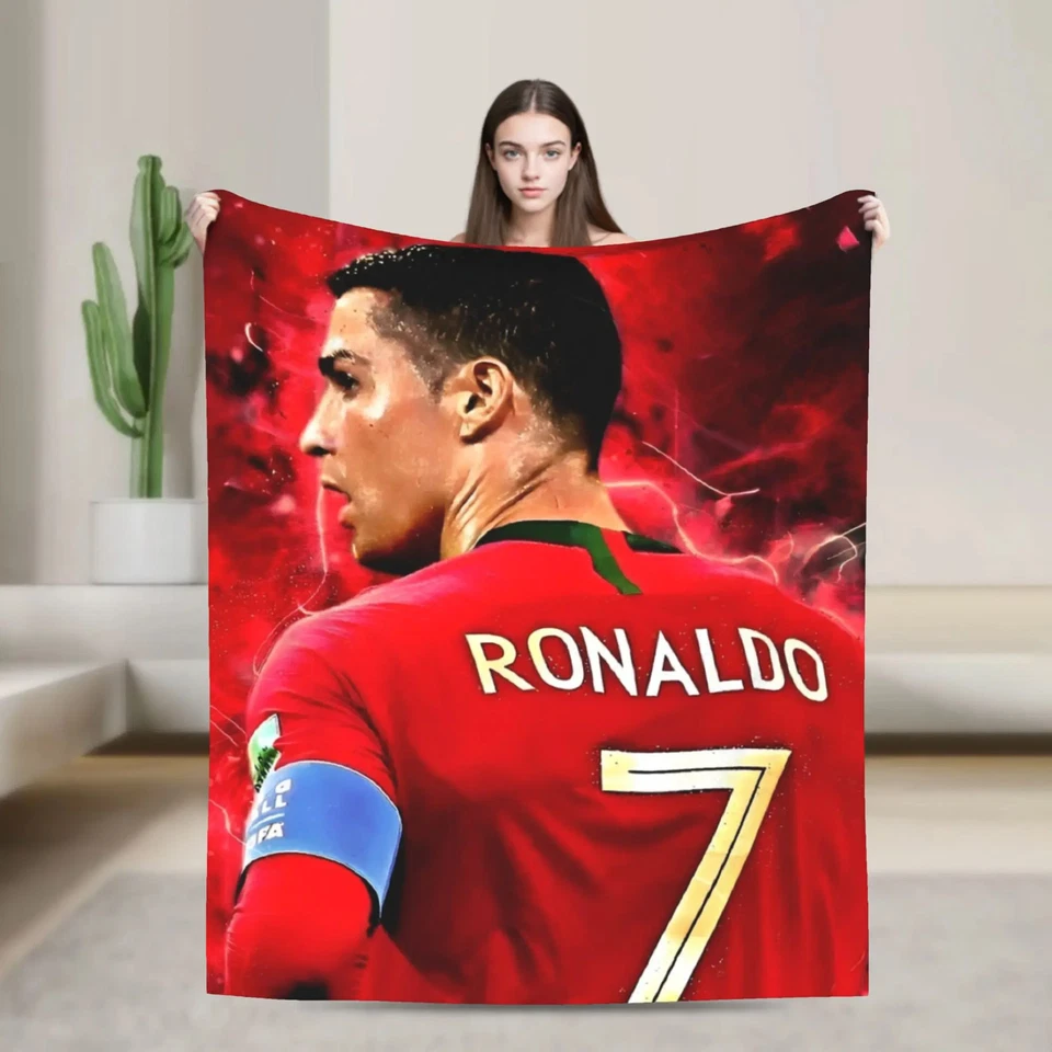 Cristiano Ronaldo Motiv Decke Wolldecke Strick Coral Samt Plaid Warm - Bild 3 von 4